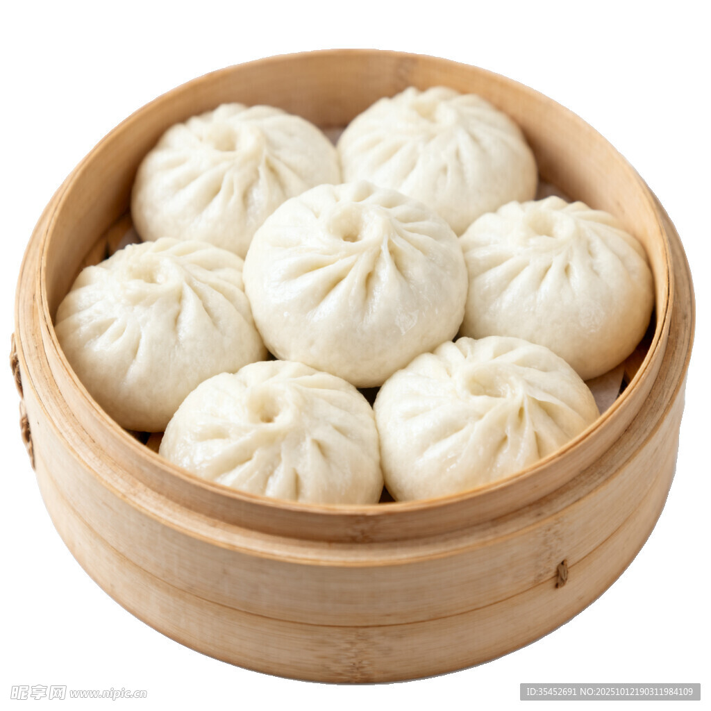 竹制蒸笼里的美味白包子