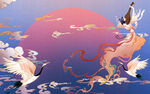 古风仙鹤神女梦幻场景
