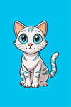 可爱条纹猫咪插画