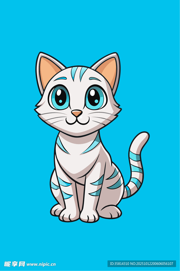 可爱条纹猫咪插画