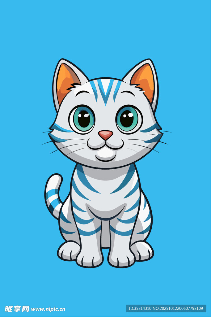 可爱条纹小猫插画
