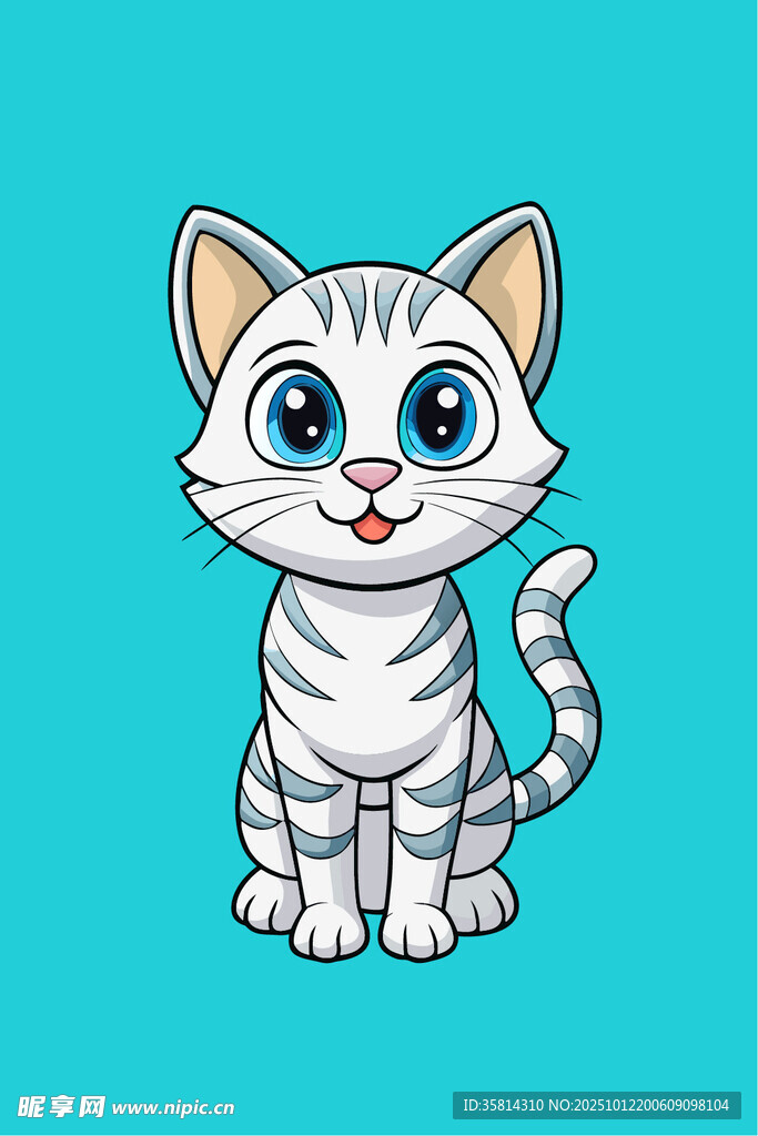 可爱条纹小猫插画