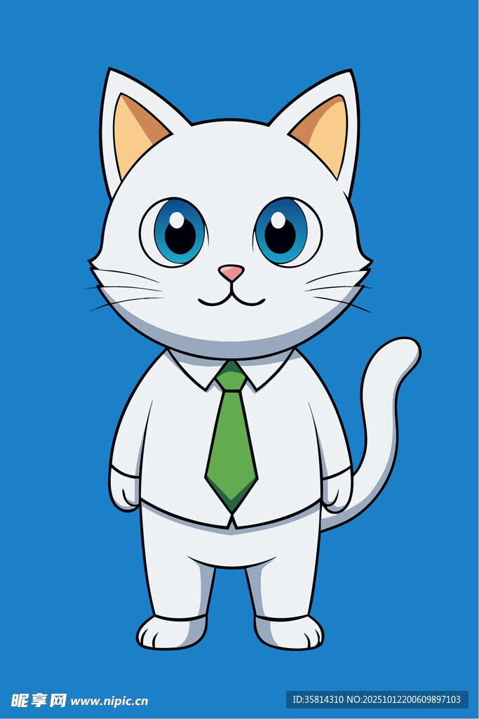 穿西装打领带的卡通猫咪