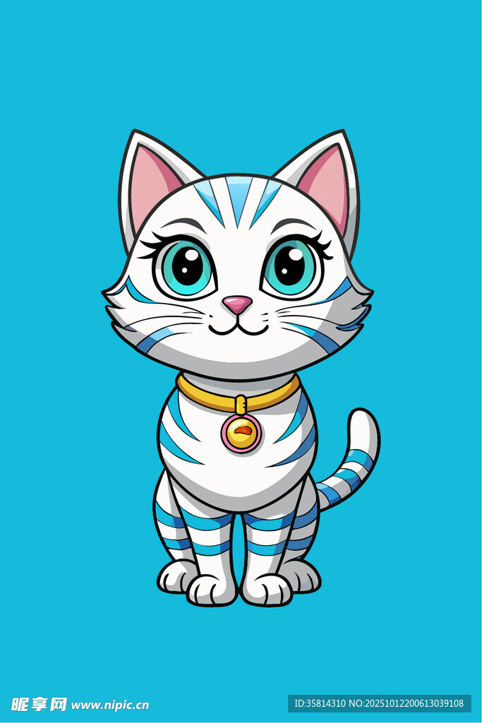 可爱条纹猫咪卡通形象