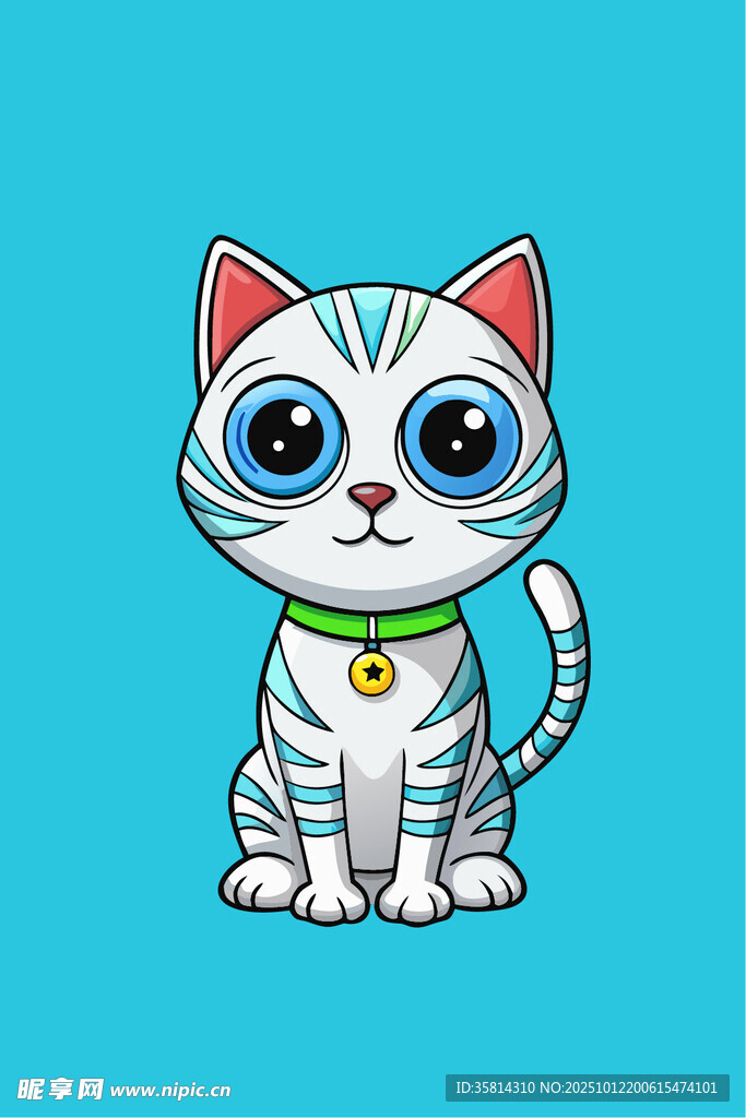 可爱条纹猫咪卡通形象
