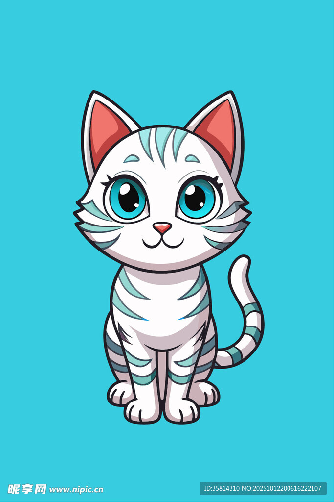 可爱条纹小猫插画