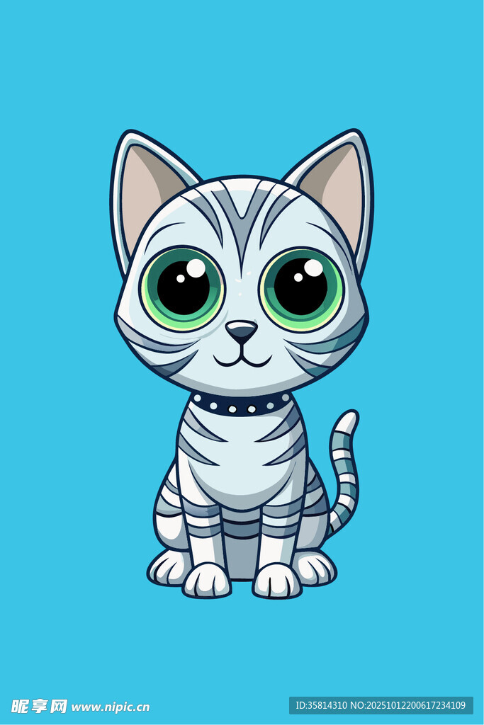 可爱条纹猫咪卡通形象