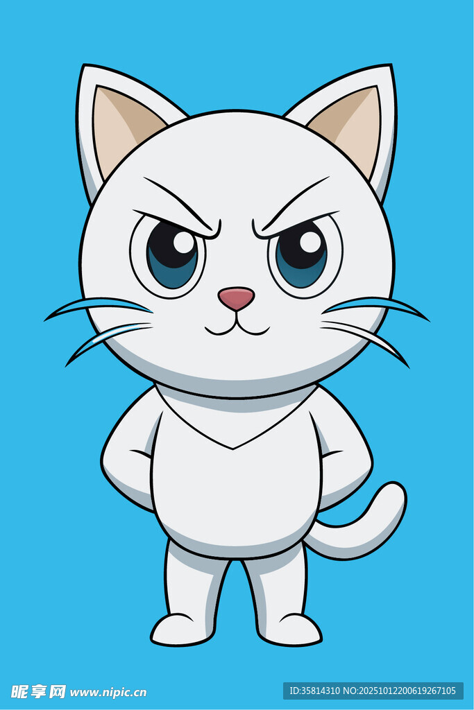 生气的卡通小猫