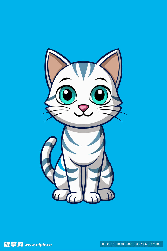 可爱条纹小猫插画