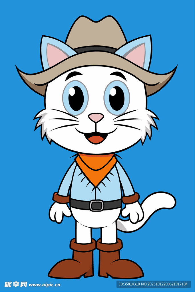 戴帽牛仔猫形象