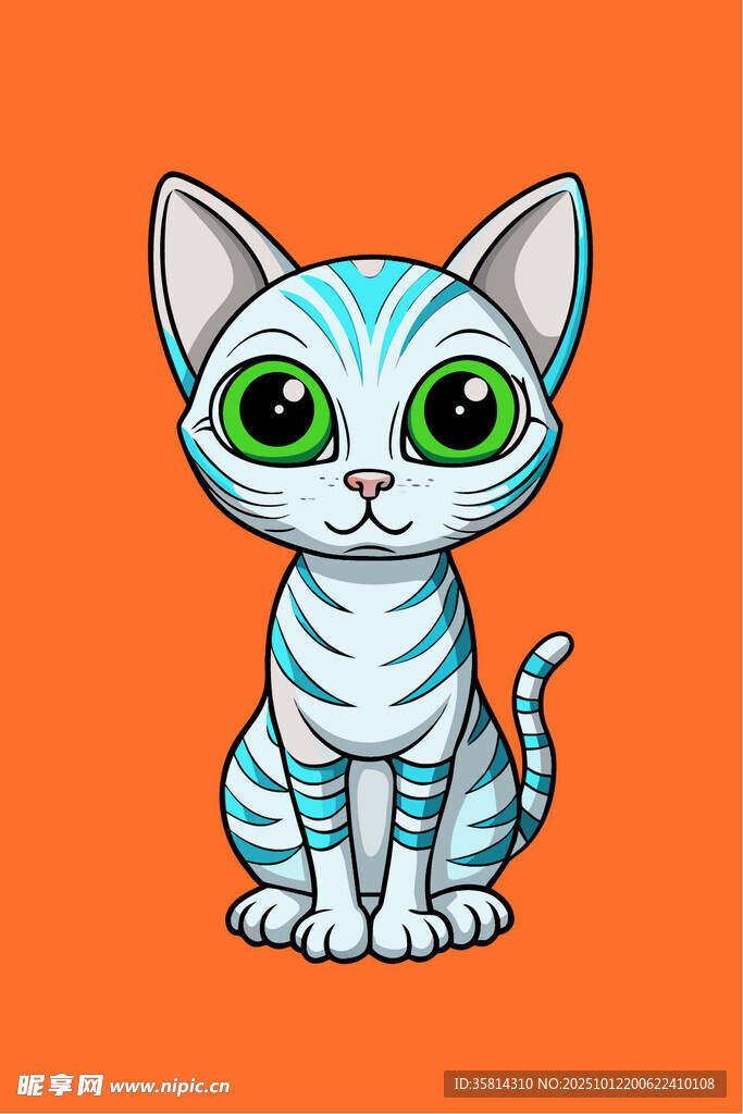 可爱条纹小猫插画