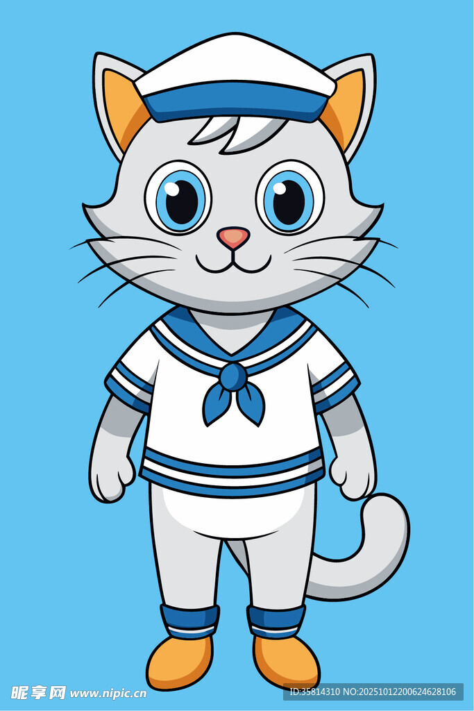 穿水手服的可爱猫咪