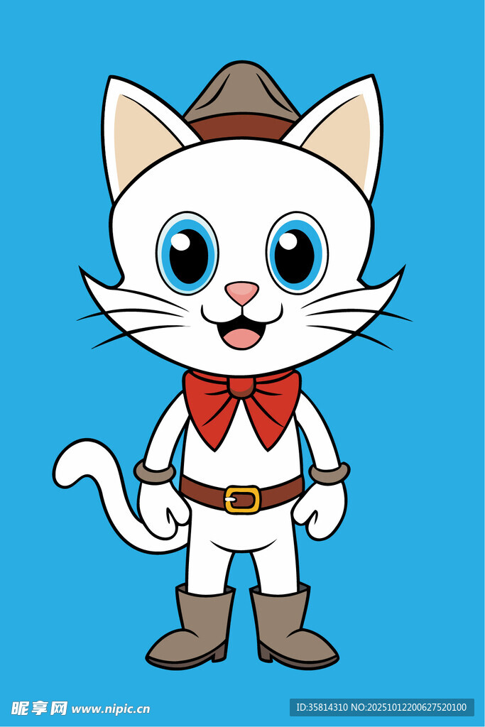 戴帽小猫牛仔装扮
