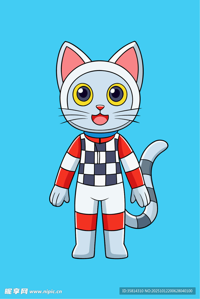 卡通小猫赛车服形象