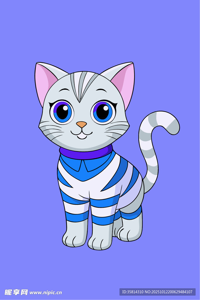 穿条纹衣的可爱猫咪