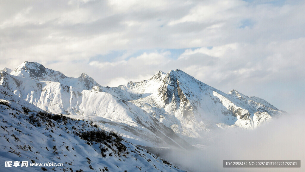 雪山云海壮丽景观