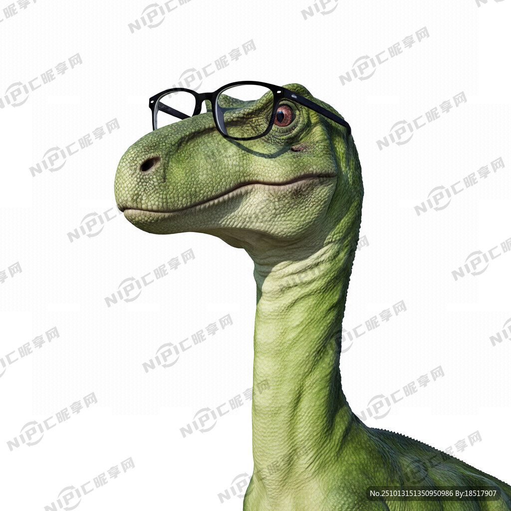 一只带着黑框眼镜的恐龙