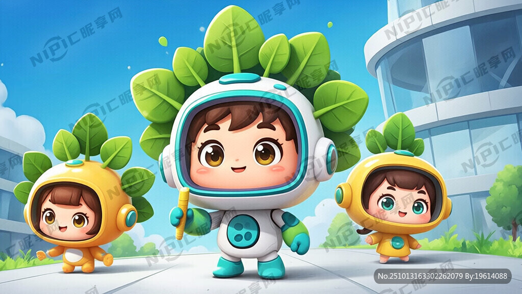 小学吉祥物 具有未来科技感的