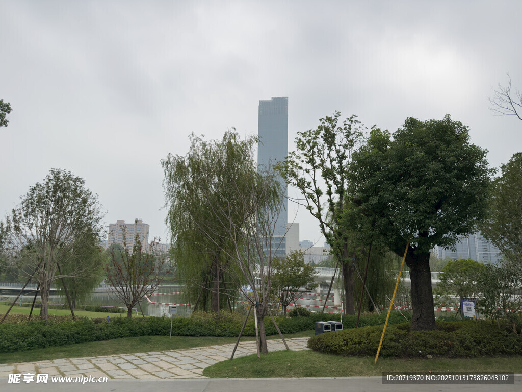 城市公园中的现代建筑景观