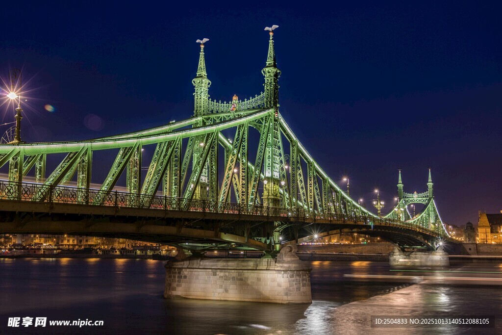 布达佩斯自由桥夜景