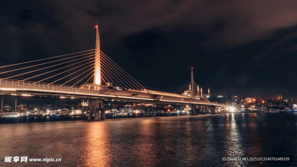 夜晚璀璨的跨江大桥