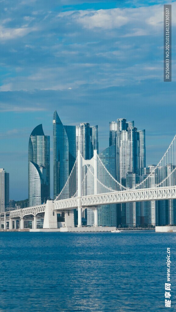 海上大桥与城市天际线