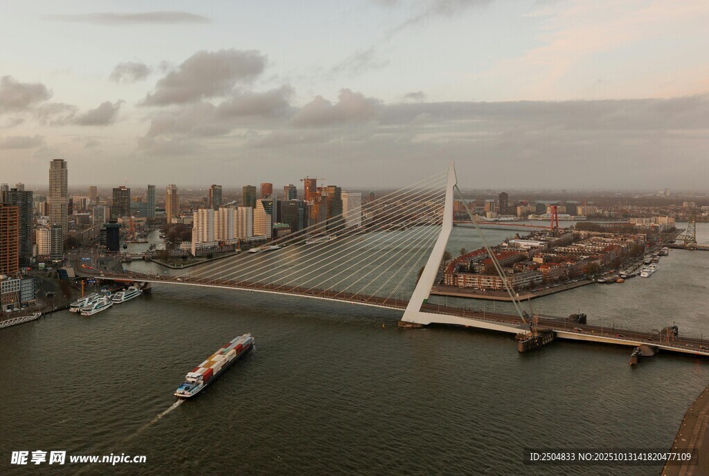 鹿特丹城市桥梁河流景观