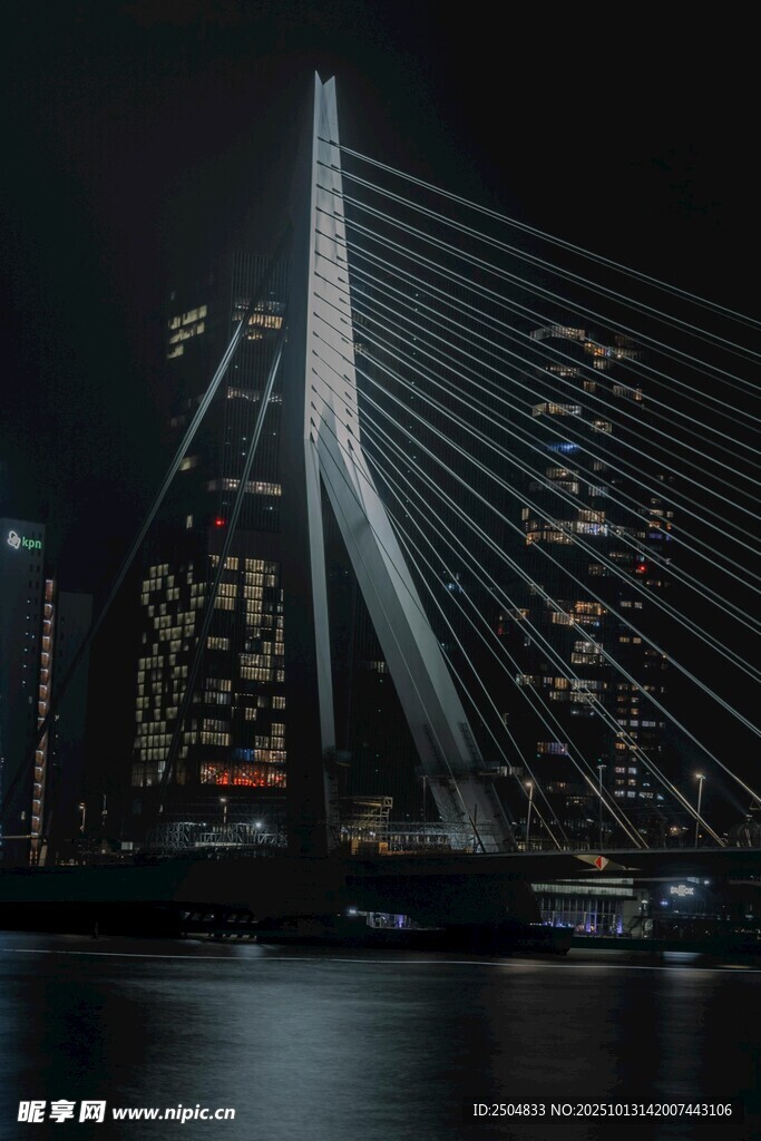 夜晚璀璨的斜 桥景观