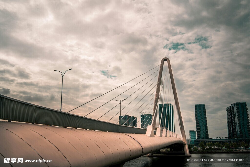 城市桥梁与天际线景观
