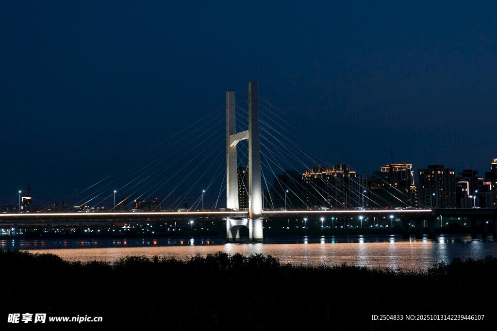 夜晚璀璨大桥夜景