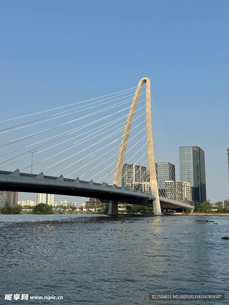 城市河畔斜 桥风景