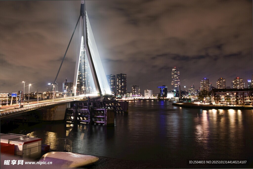 鹿特丹伊 斯谟斯桥夜景