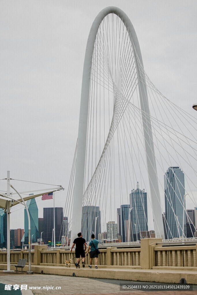 现代城市中的拱形大桥景观