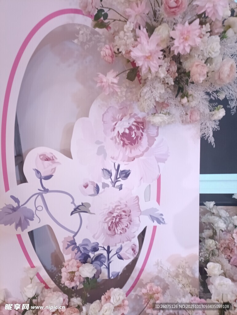 浪漫粉色仿真花卉装饰摆件