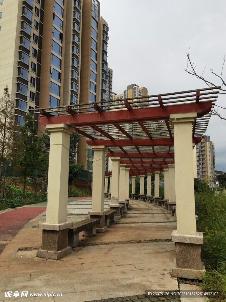 小区户外休闲廊架景观