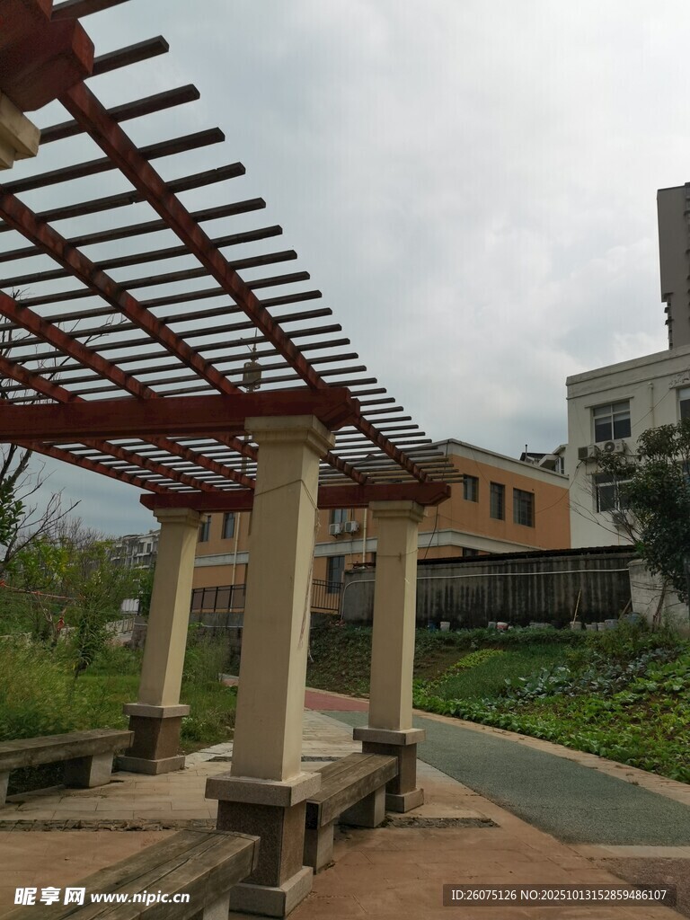 户外木质廊架景观