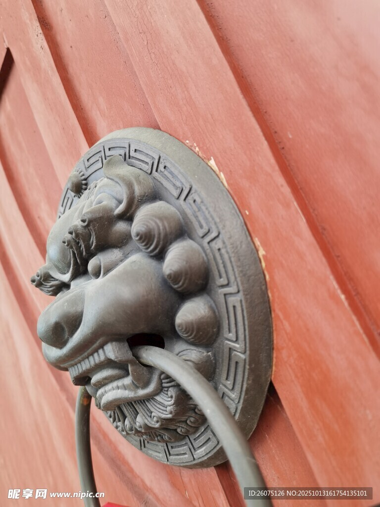 中式古典门环精致兽首造型