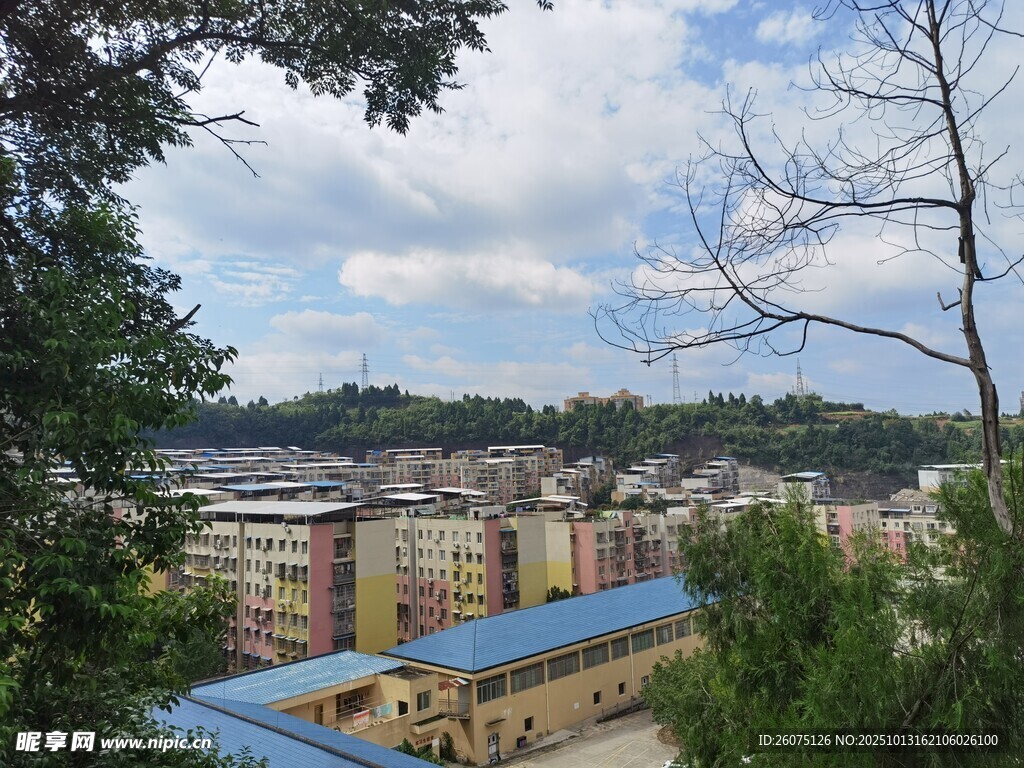俯瞰城镇风景