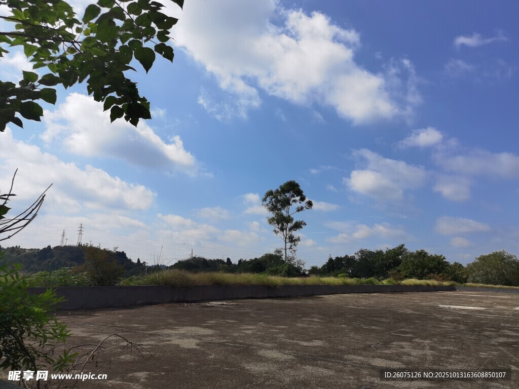 蓝天绿地间的开阔风景