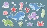 海洋动物卡通图 