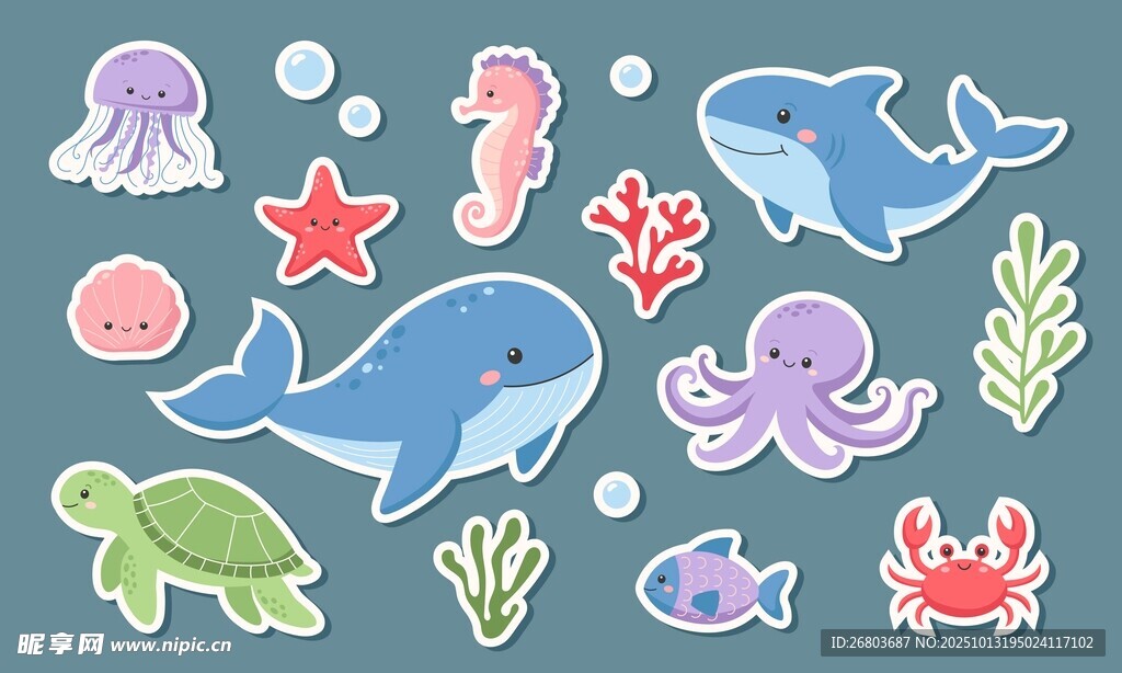 海洋动物卡通图 