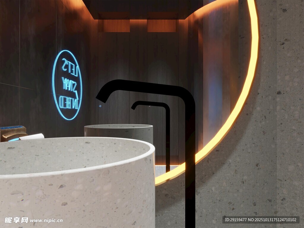 现代风格洗手台灯光设计