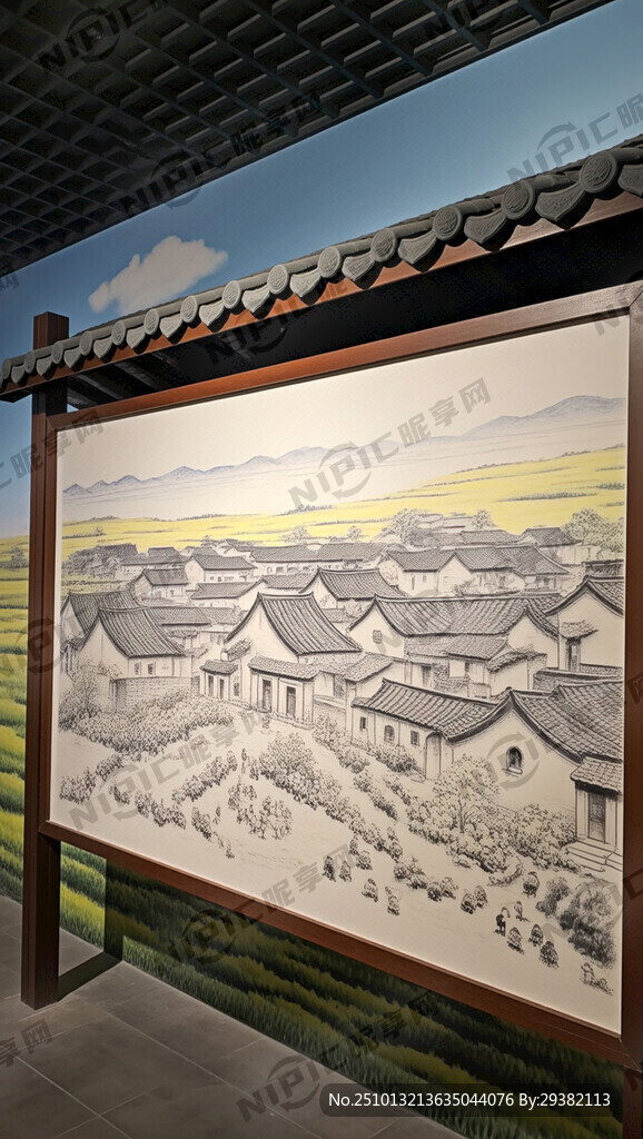 做一副古建版的村庄简史展板