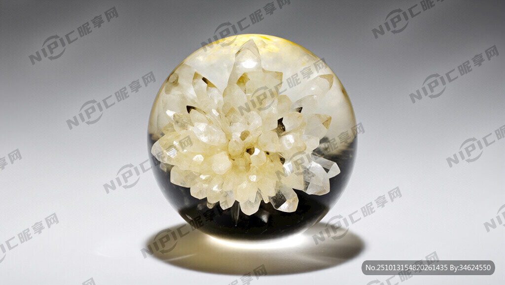 生成一张黄白色水晶元素图片