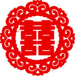 中式传统双喜剪纸图案