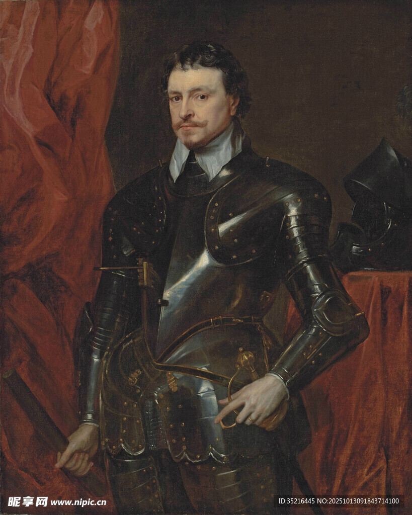 身着铠甲的古典男性肖像