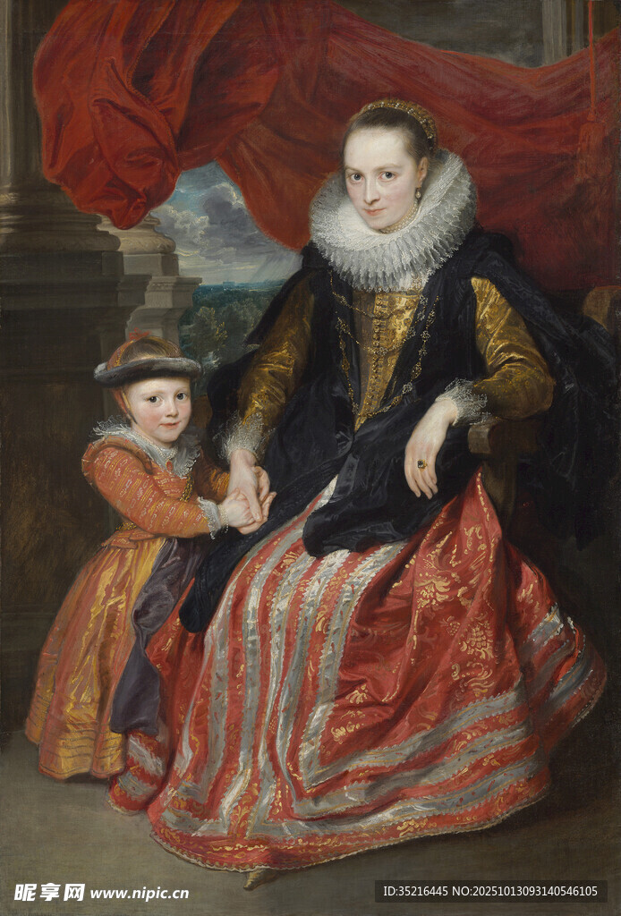 贵族母子肖像画