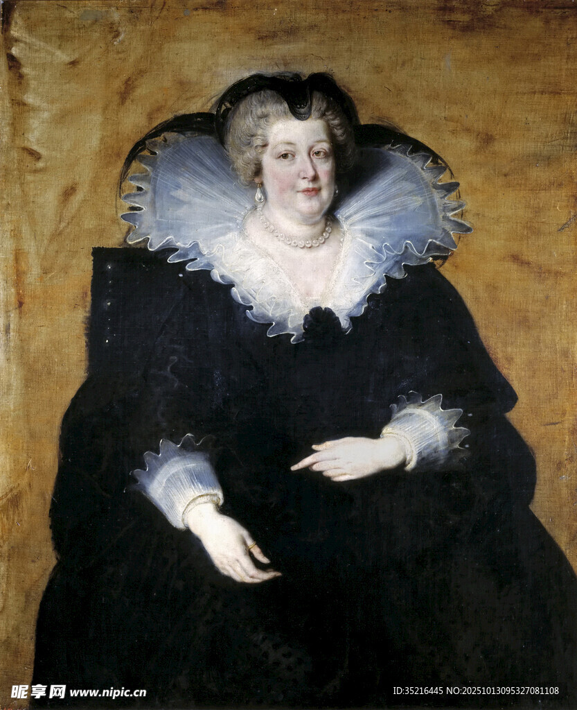 复古华丽服饰的女士肖像