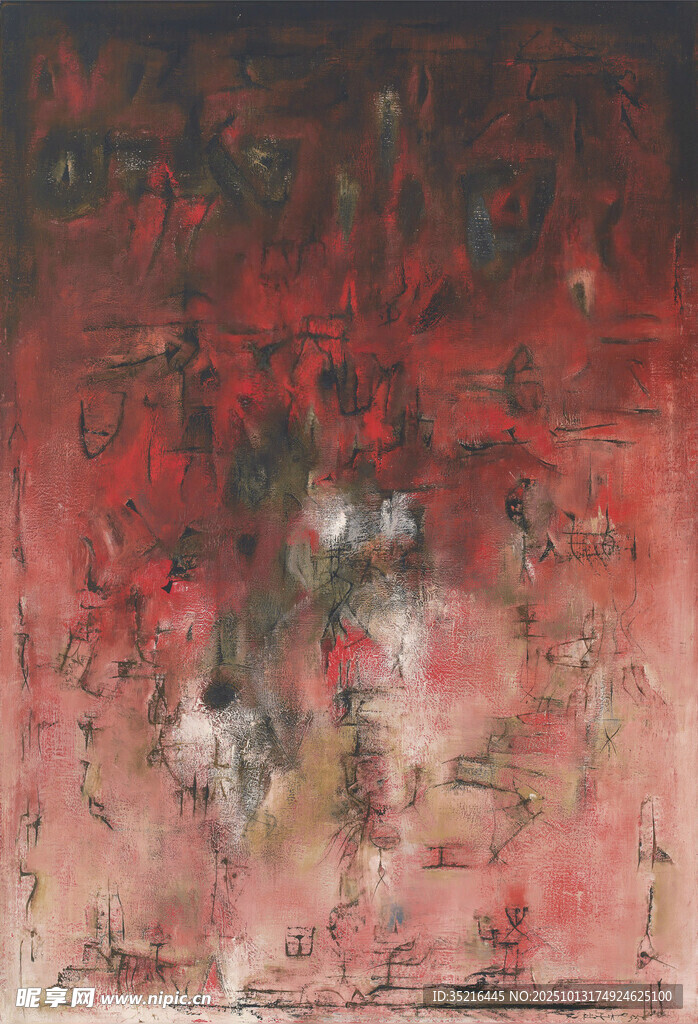 抽象红色艺术画作