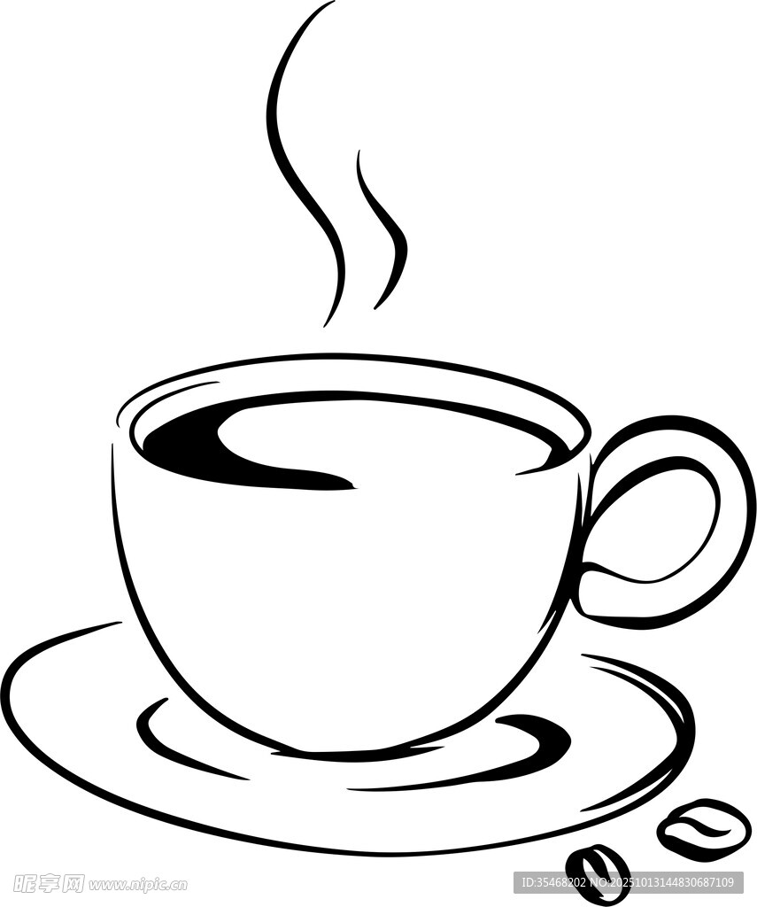 简约线条咖啡杯插画